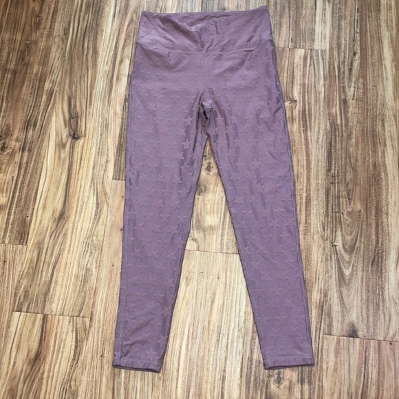 Mono B women’s large leggings high heels waist star pink purple athletic crop - Picture 2 of 8